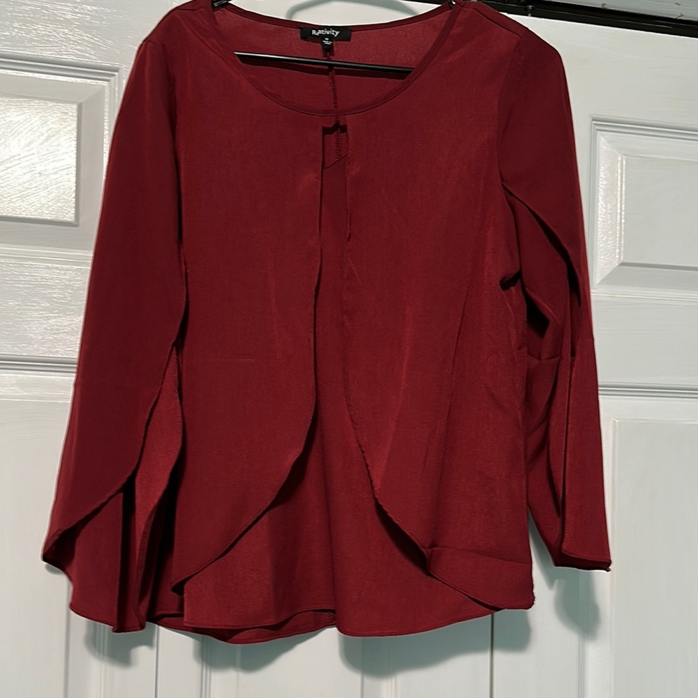 Relativity Deep Red Asymmetrical Blouse